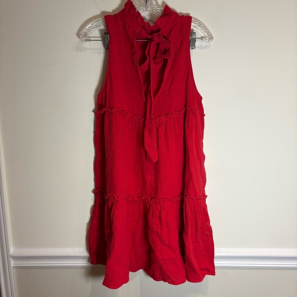 Tuckernuck Pomander Place Red Lightweight Cotton Gauze Morgan Dress Medium - Picture 5 of 8